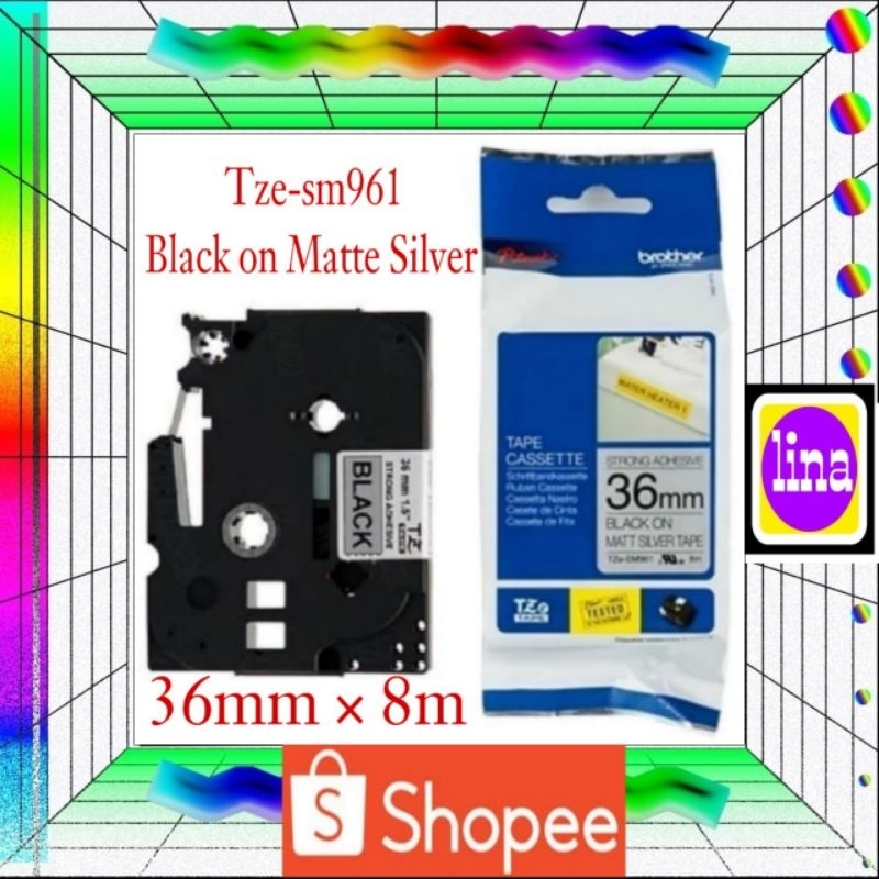 

Brother Label Tape Tze-sm961 Black on Matte Silver 36mm × 8m Original
