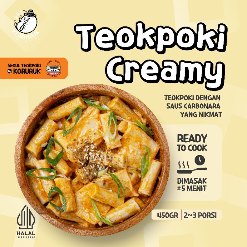 

[Seoul Teokpoki by Koruruk] Teokpoki Creamy Carbonara 450gr - Teokpoki/Tteokbokki/Tteokpoki/Teokboki/Tteokpoki/Tokpoki Siap Masak HALAL