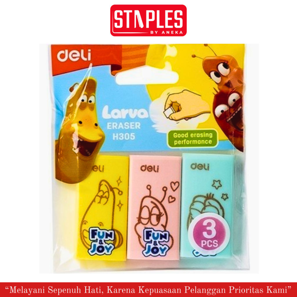 

Penghapus Pensil Isi 3 / Eraser deli H305 / Deli Larva School Eraser