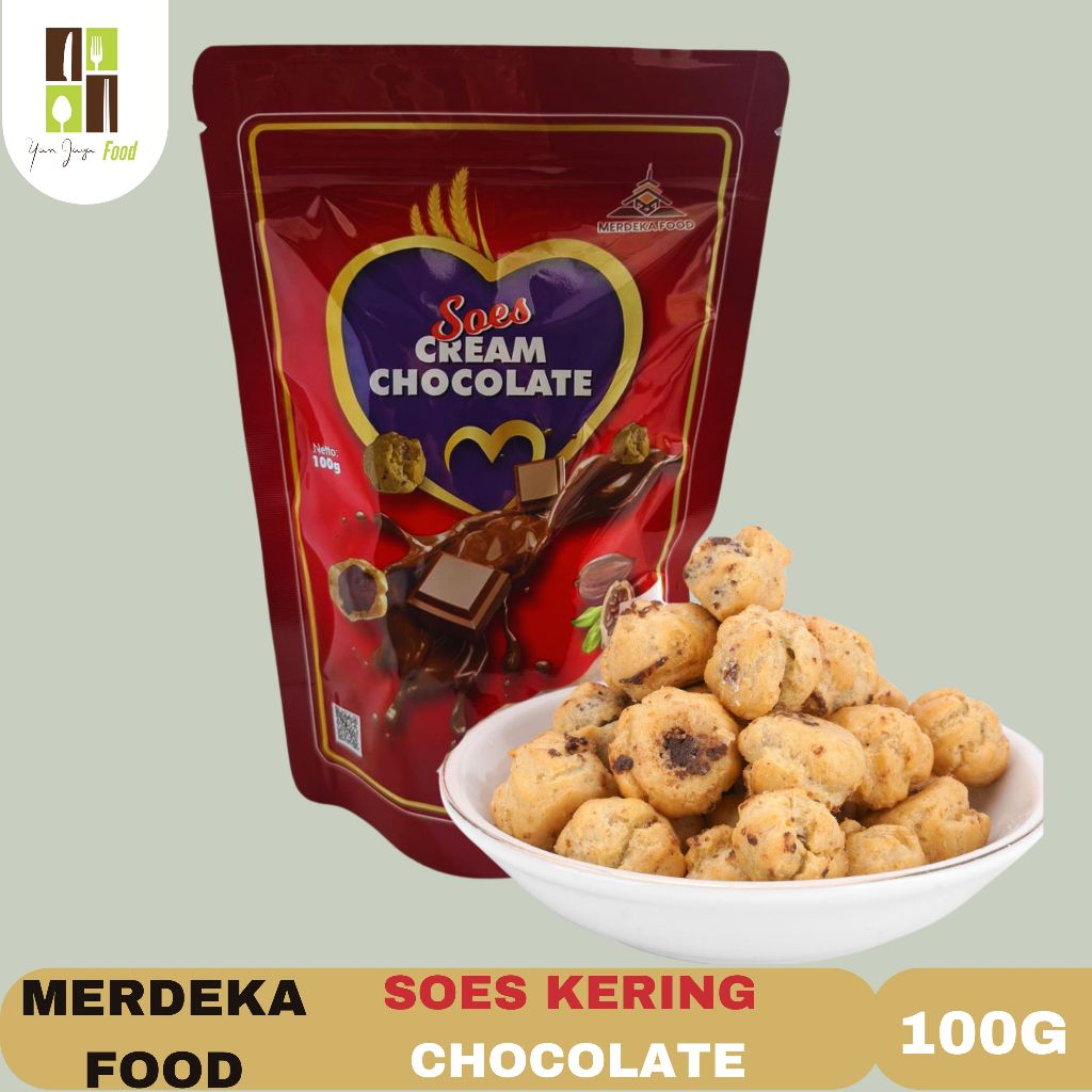 

Merdeka Food Soes Kering Coklat/ Kue Kering / Kue Sus Chocolate / Cemilan / Kemasan 100g