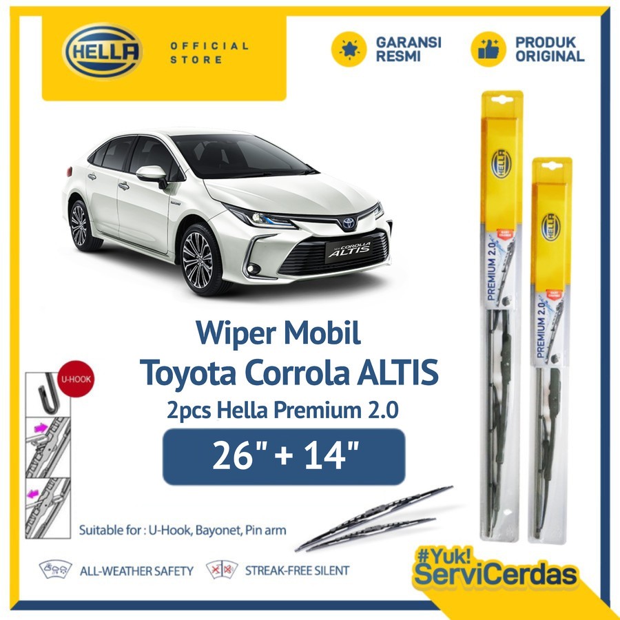 Wiper Mobil TOYOTA Corolla Altis 26” + 14” (2pcs) - HELLA Premium 2.0