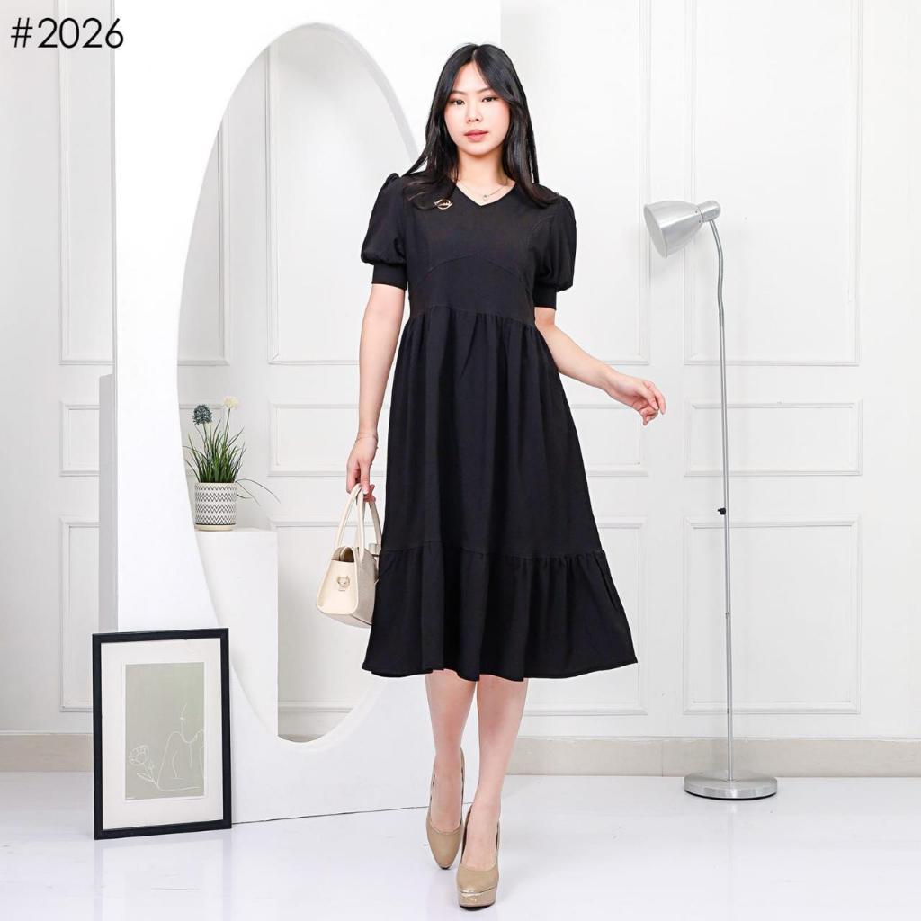 (26) Belly Dress outfit simple lengan pendek elegan bahan Bublel spandek premium dress kekinian