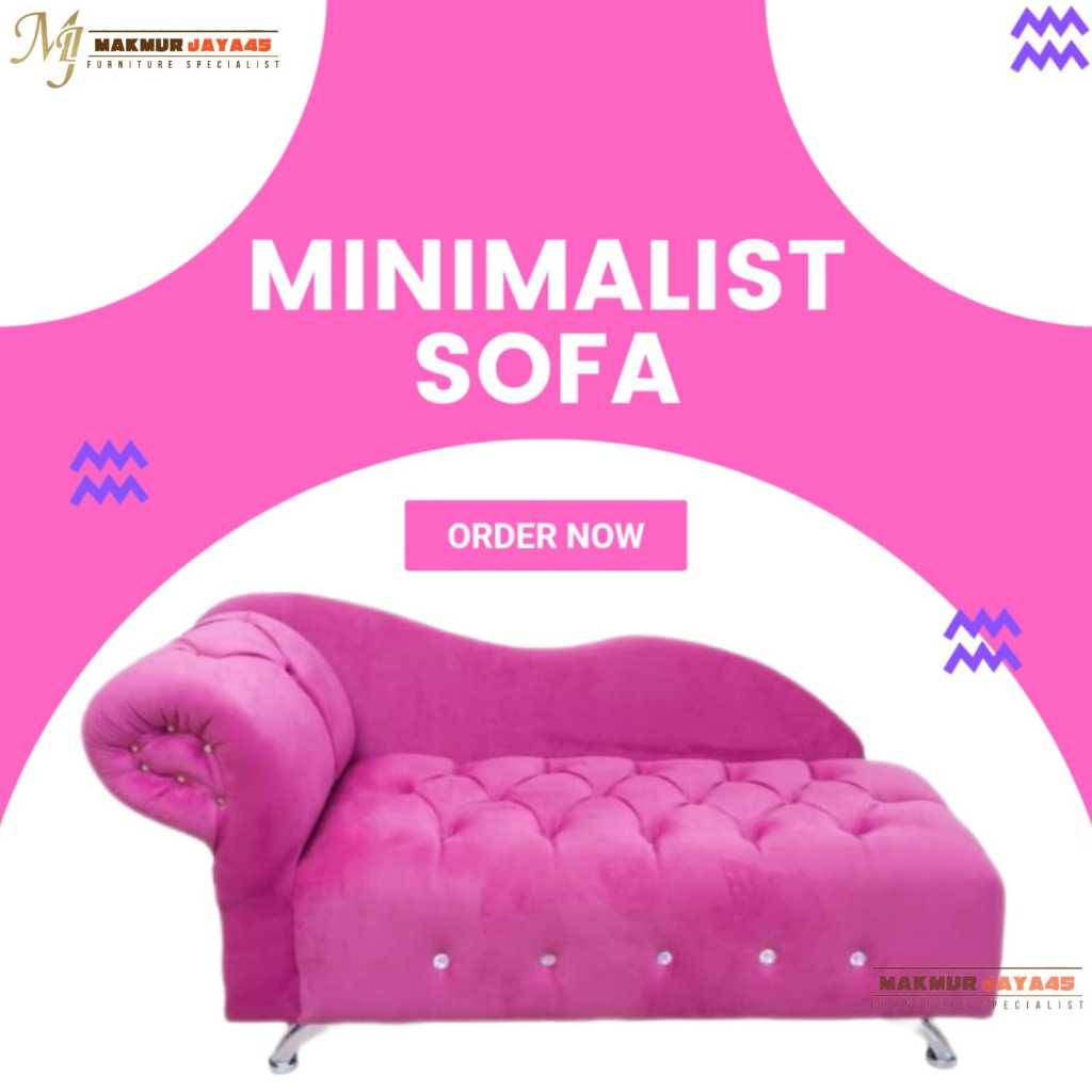 PINK FANTA - SOFA GRANDE MINIMALIS BAHAN BULUDRU kaki stainless 125 cm