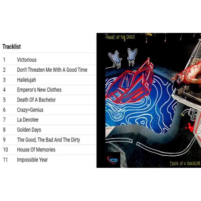 panic at the disco vcd album death of a bachelor