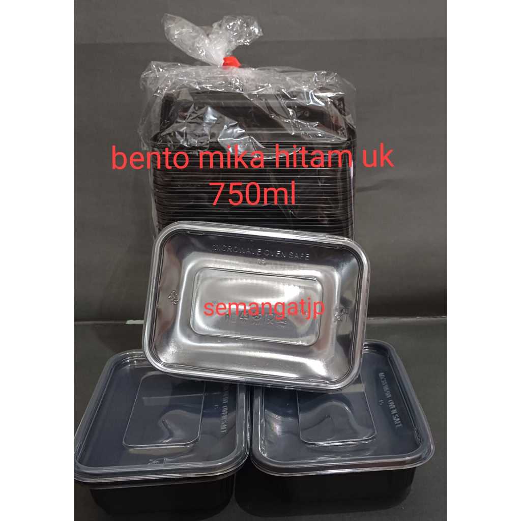 Thinwall Rect Hitam 750ml ,1000ml + Tutup / Thinwall Persegi Panjang (isi 25 pcs)