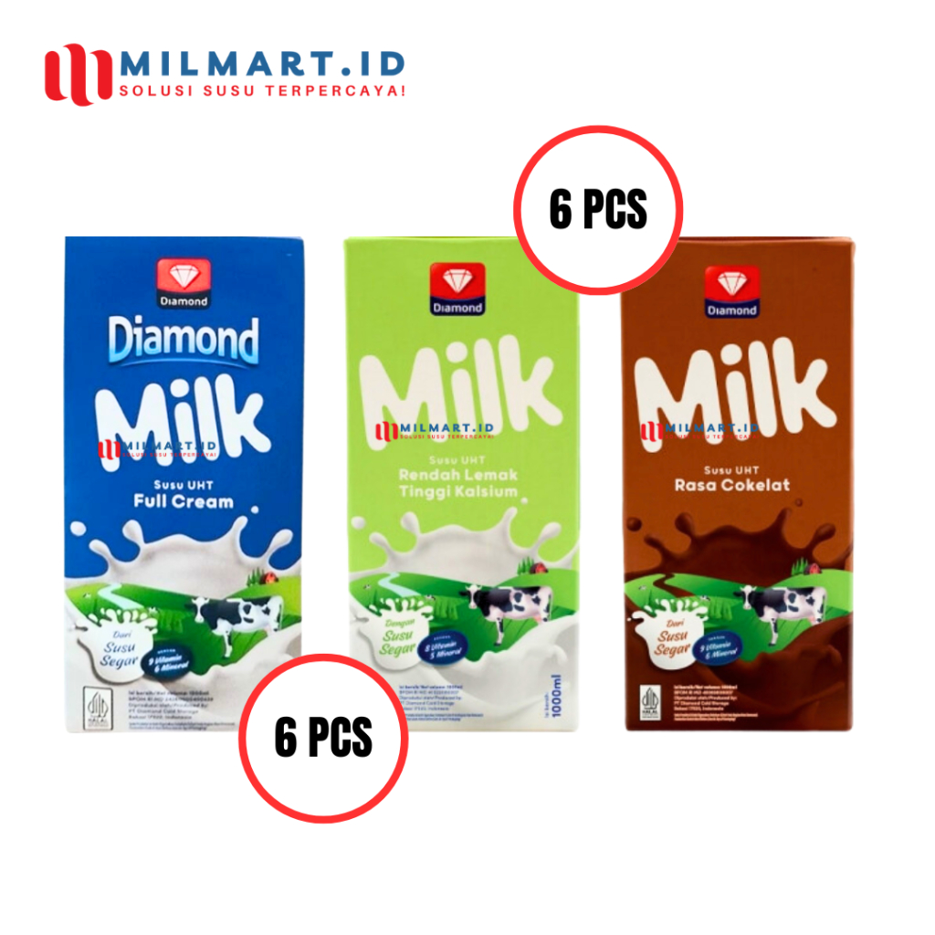 

DIAMOND UHT MILK COKLAT 1000 ML (6 PCS) DIAMOND COKELAT/FULL CREAM/LOW FAT 1 L SUSU UHT