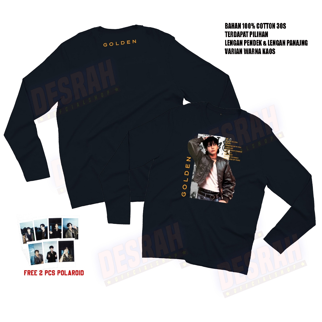 kaos LENGAN PANJANG seokjin Desain JUNGKOOK GOLDEN FOTO & TRACKLIST