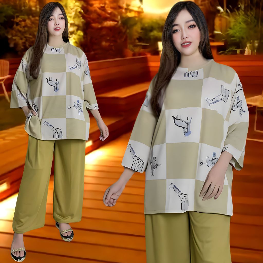 INKASHOP80-LAVINYA SETELAN WANITA JUMBO LD 140 & LD 120 ATASAN WANITA DAN CELANA KULOT WANITA baju o