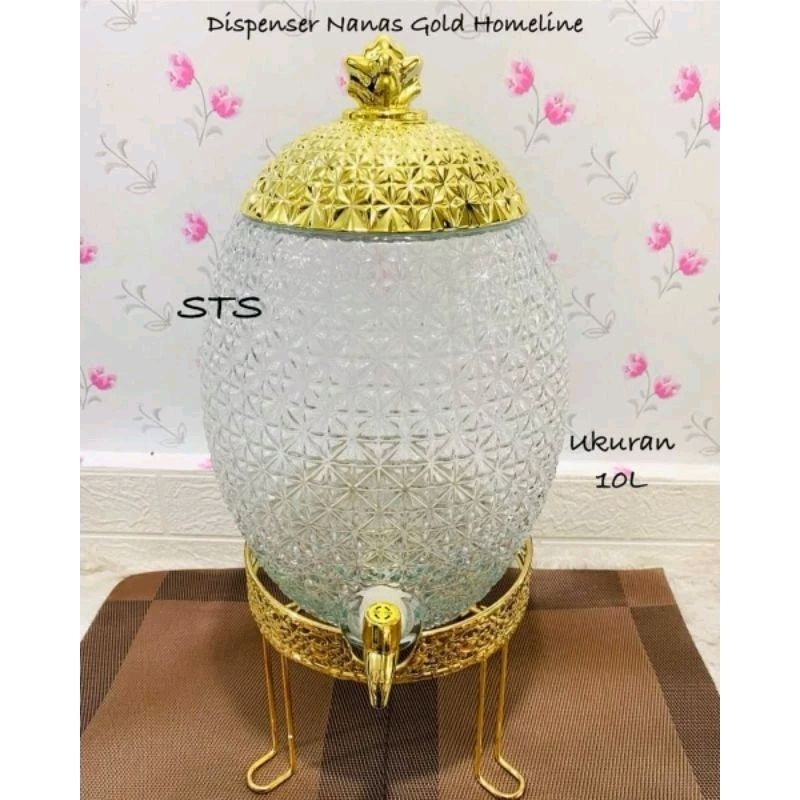 Dispenser Nanas Kaca GOLD Homeline 10 Liter