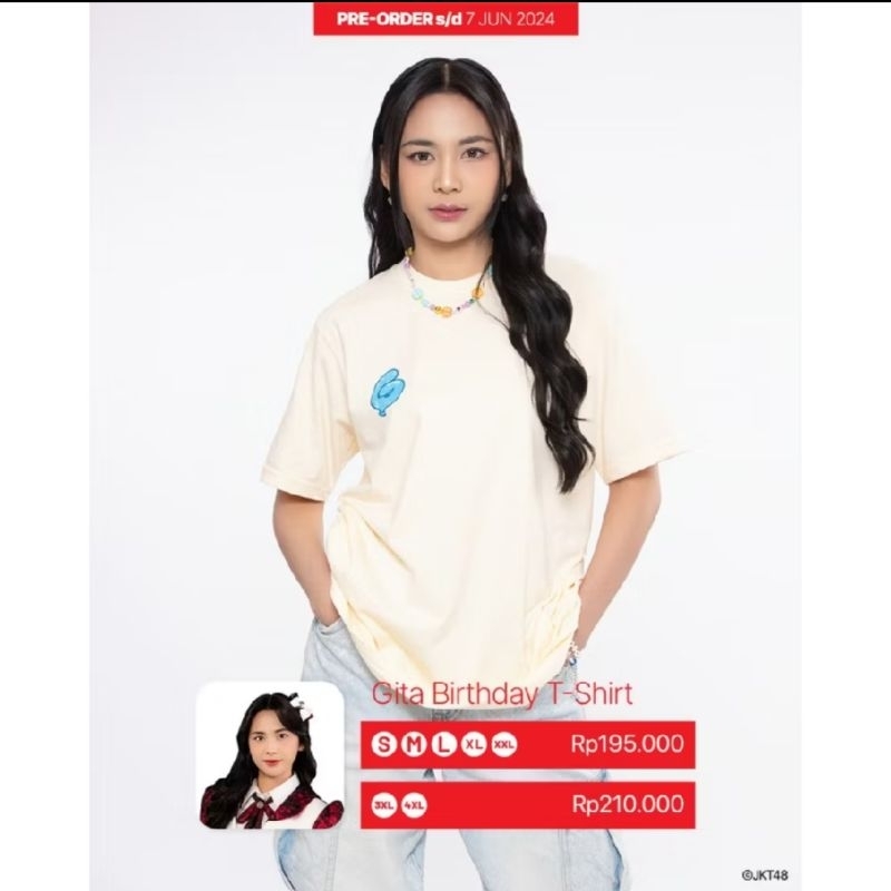 Kaos JKT48 Birthday T-Shirt Gita Sekar 2024 - Cream