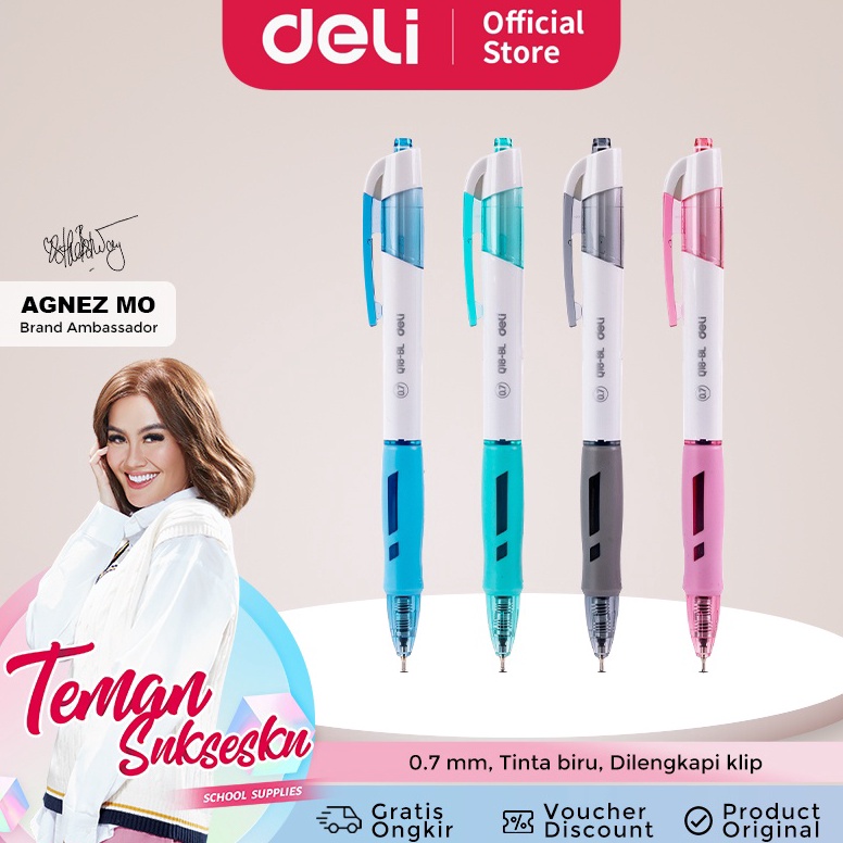 

Deli Ballpoint Pen Bolpoin Pulpen 7mm Tinta Biru Isi 12 pcs Penulisan Halus Pegangan Nyaman EQ18 KODE E6T9