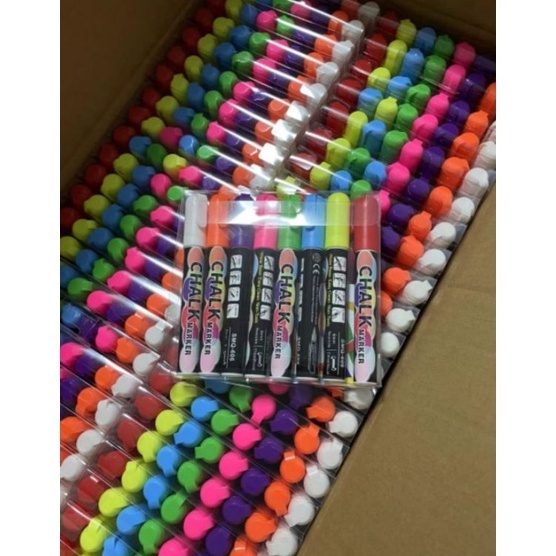 

KODE H5Y2 Fluorecent chalk marker 8 warna kapur cair set liquid chalk merek magi