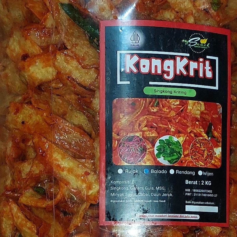 

KongKRIT KRIPIK SINGKONG KRITING pedas manis daun jeruk kemasan ball isi 2kg