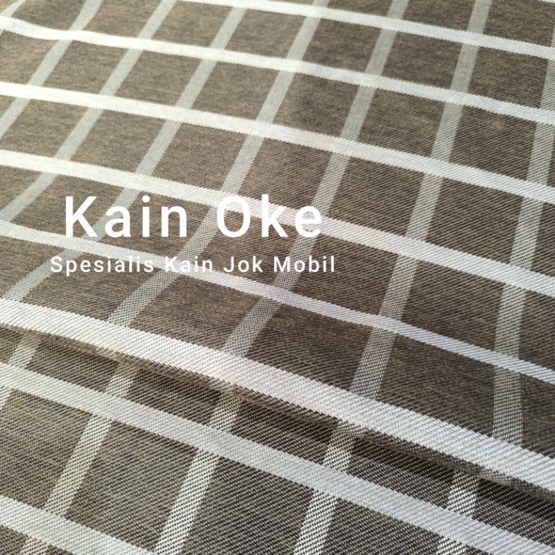 Kain Jok Mobil Motif Kotak Tartan Coklat Muda Tebal