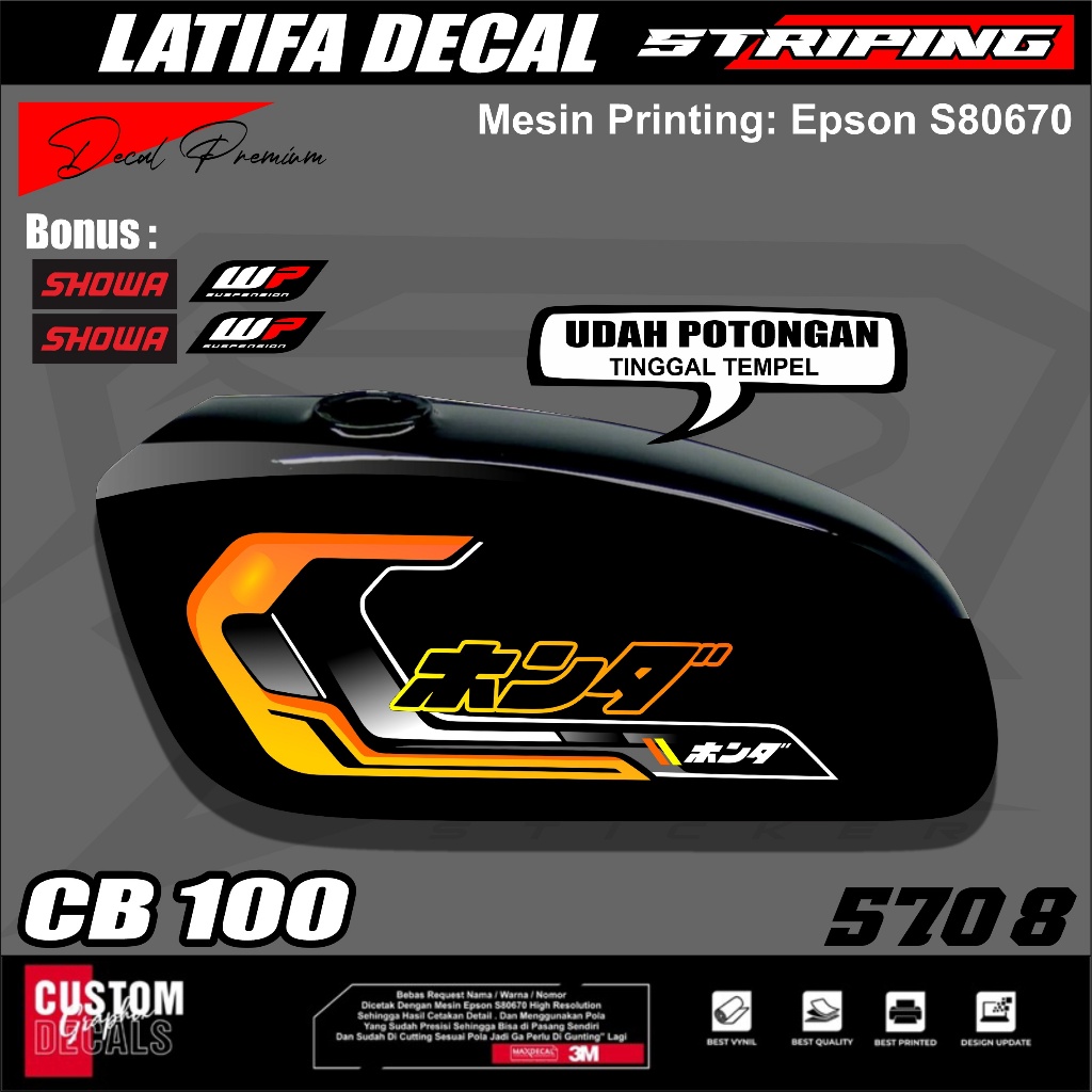 TERBARU STRIPING VARIASI CB 100 HONDA GANK / STICKER LIST MOTOR CB100 CLASSIC