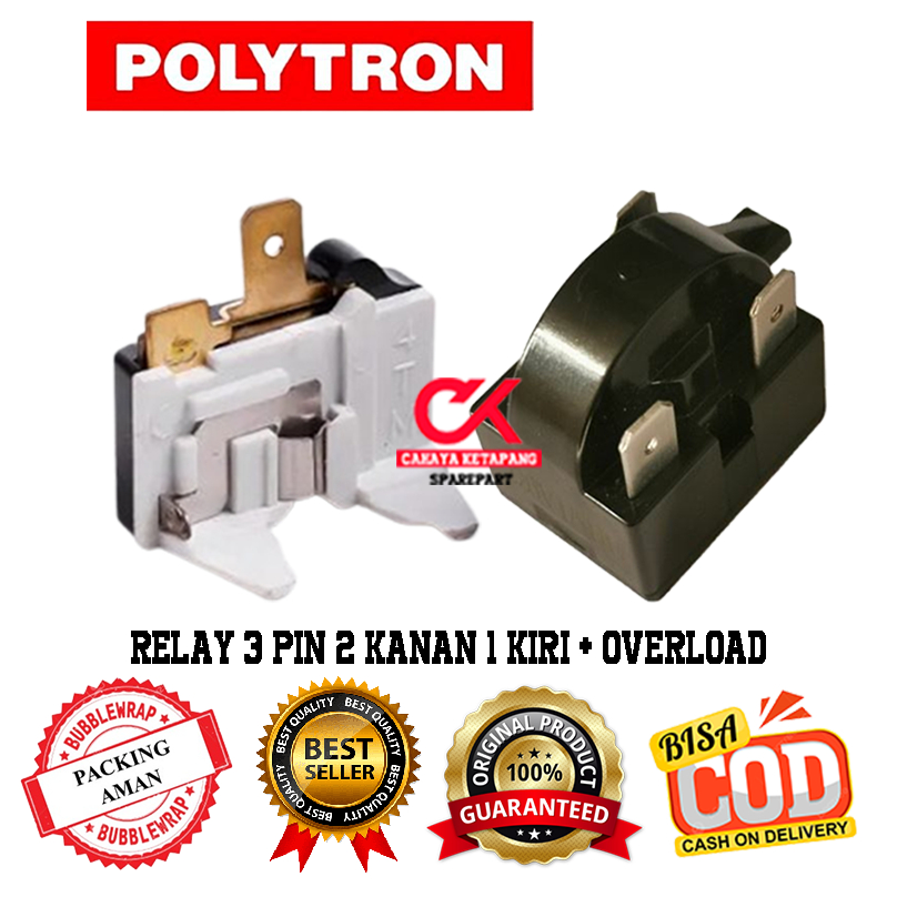 Relay 3 Pin + Ptc Overload Kulkas POLITRON 1 pintu / 2 pintu