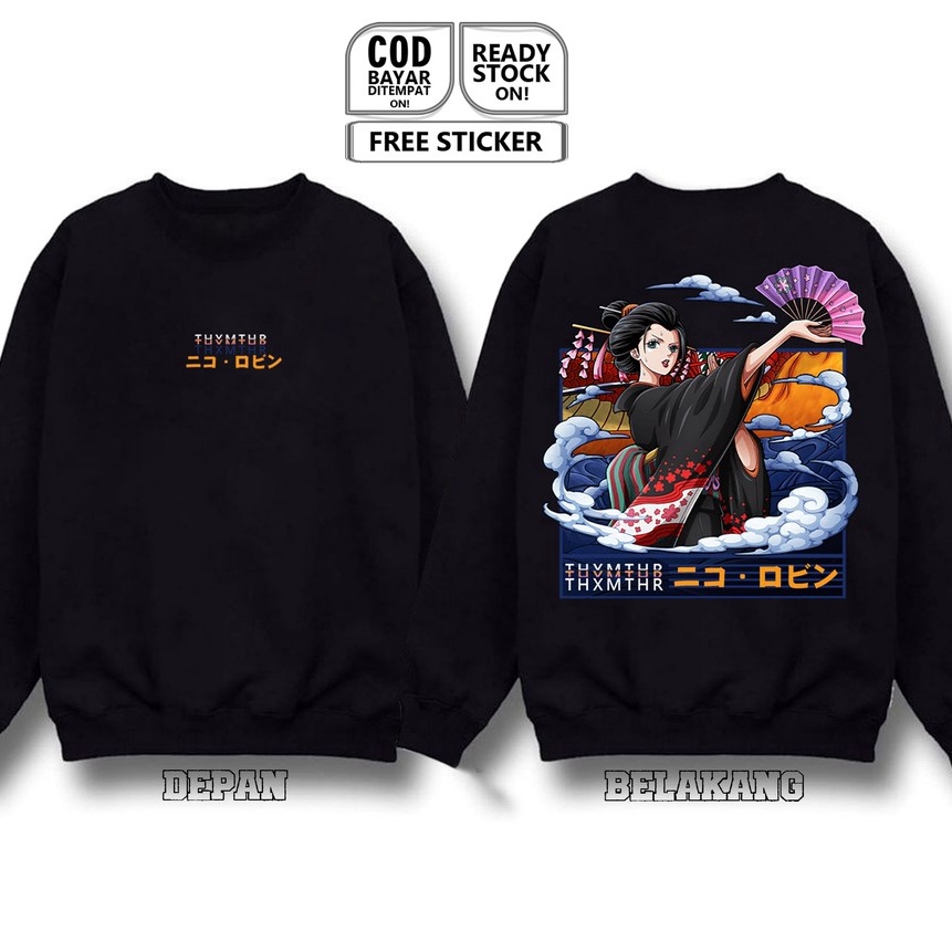 HJ6 SWEATER CREWNECK NICO ROBIN ONE PIECE ANIME MANGA  NIKO ROBIN NAMI RORONOA ZORO FRANKY BOA SC