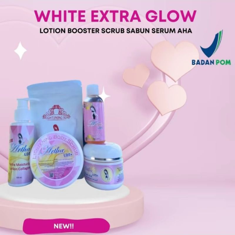 paket glow up arthaldt (lotion, booster, serum, sabun, scrub) original