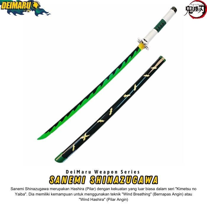 Replika Pedang Sanemi Shinazugawa Kimetsu No Yaiba - Pedang Kayu