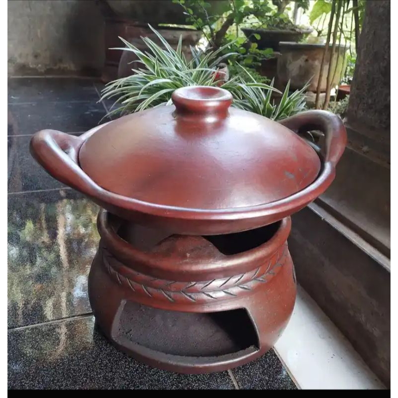 wajan keramik set tungku