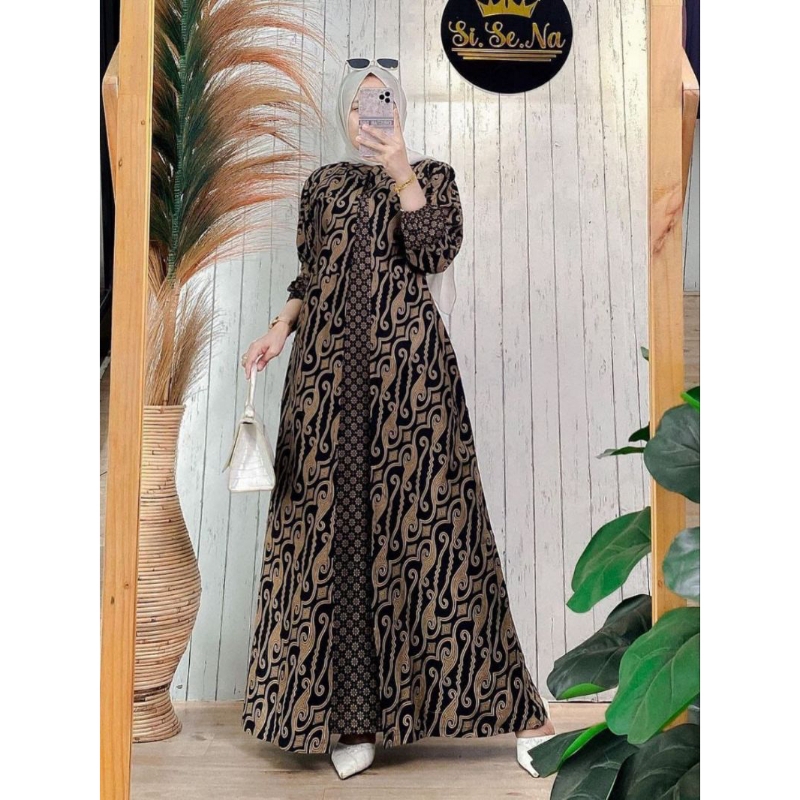 Gamis Batik Jumbo Modern Premium - Gamis Busui Standar Dan Jumbo - Gamis Cardy kombinasi - Gamis Sya