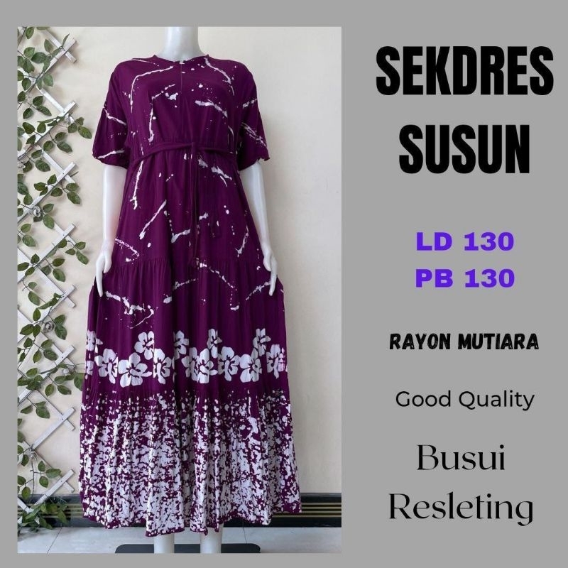Sekdress Jumbo LD 130cm / Sekdress Rayon Mutiara / Sekdress batik / Sekdress Cap Malaman / Sekdress 