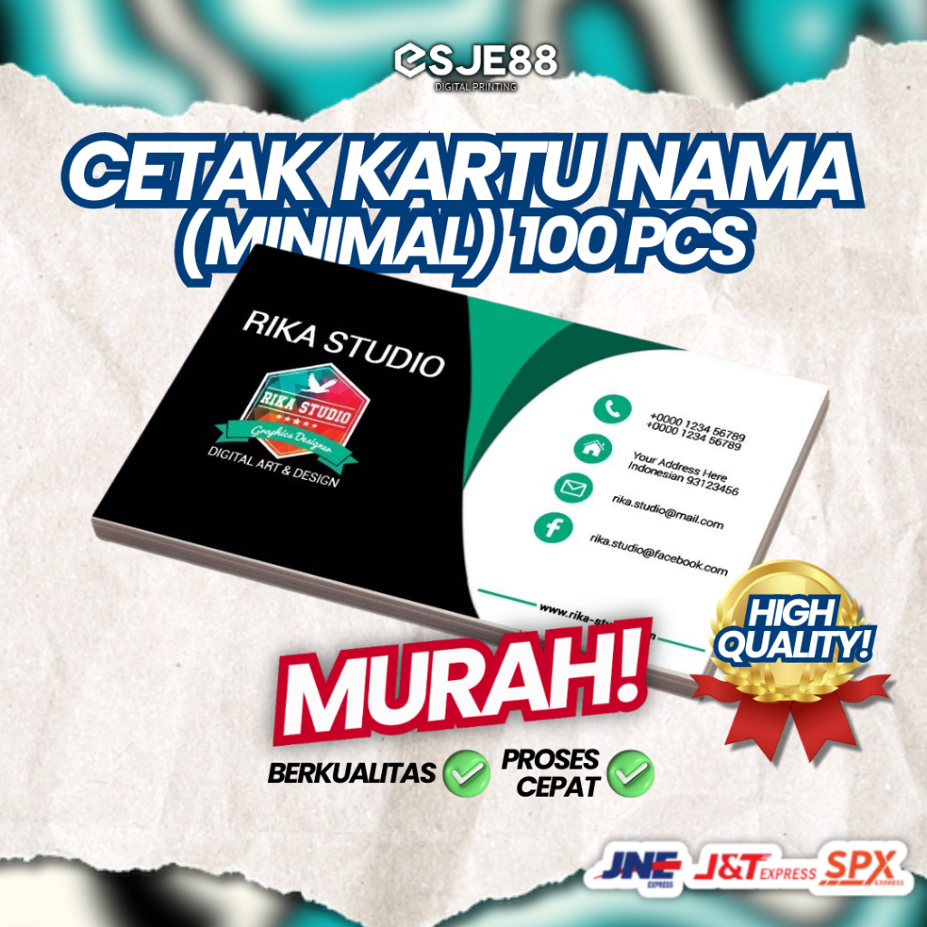 

[PROMO GRATIS BOX] Cetak Kartu Nama Murah Bahan Art Paper 260gsm