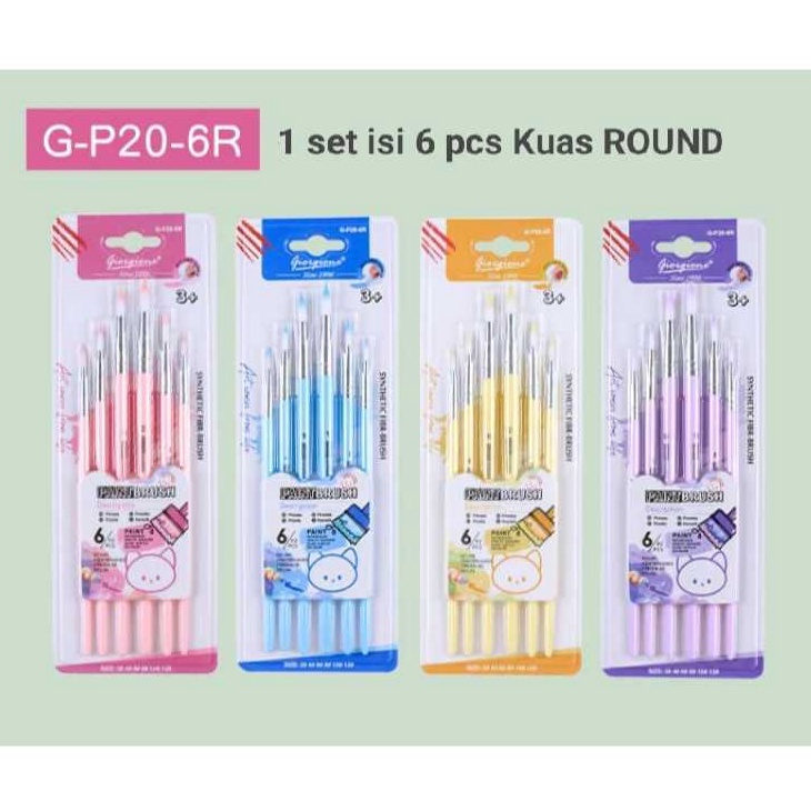 

SUPER Giorgione Kuas Set Brush Set 6 pc FLAT ROUND FILBERT MIXED