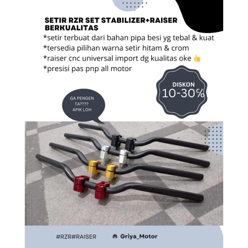 Setir stang Rzr Rxz set stabilizer & raiser protaper import Universal pnp all motor