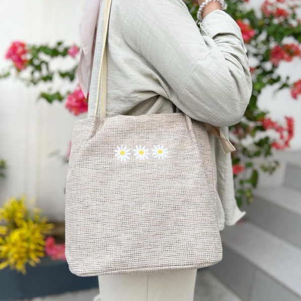 Littlelabel - Sunny Tote Bag Tas Korea Tas Kampus Shoulder Bag Arm Bag