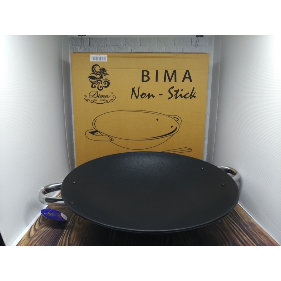 "'''] BIMA Wajan Besi Hitam Kuali Wok Teflon Lapisan Anti Lengket 40 Cm