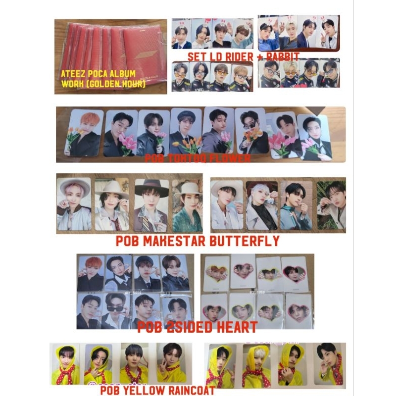 [READY]] Ateez Poca WORK golden hour + POB TOKTOQ FLOWER MAKESTAR BUTTERFLY HEART , Raincoat LD Ride