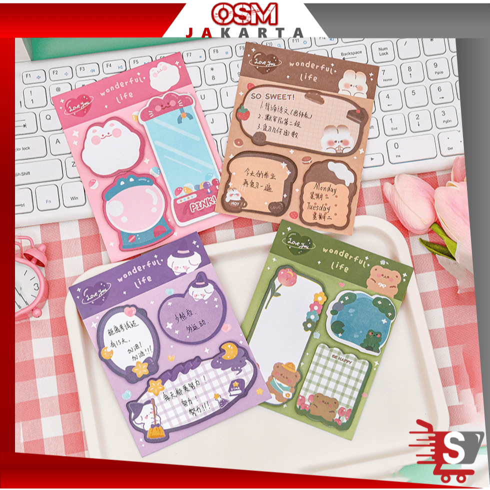 

OSM JKT S6268 Sticky Notes Lucu 3 in 1 / Tempelan Kertas Catatan Motif Karakter / Memo Stick Stationery Cute / Sticky Notes Kartun