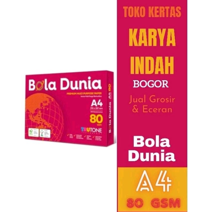 

Bola Dunia 80 GSM A4 / F4 kertas printing dan photocopy paper