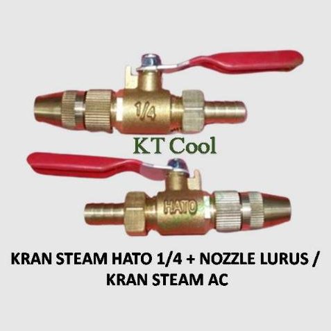KRAN STEAM HATO 1/4 + NOZZLE LURUS / KRAN STEAM AC