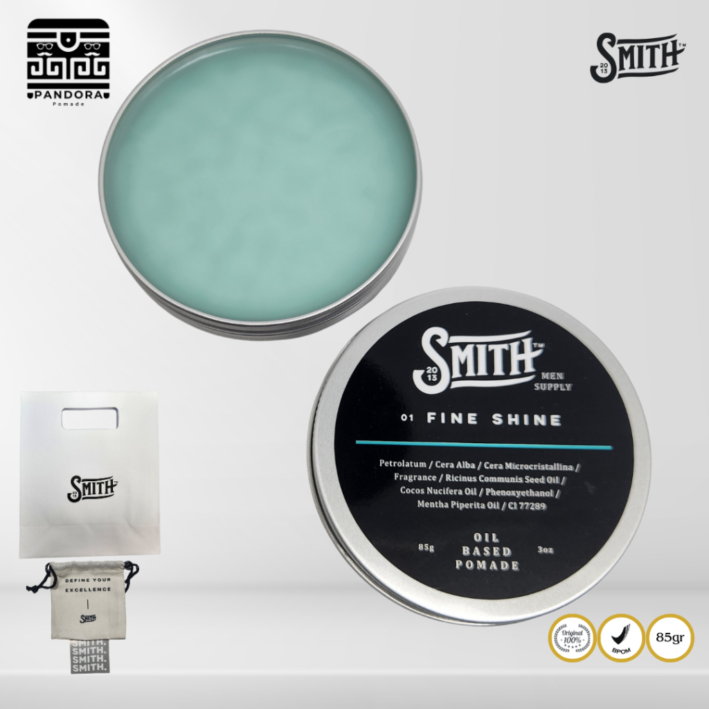 Pomade SMITH Fine Shine Pomade Oilbased Wangi Menthol Smith Oil Based Pomade Free Sticker & Pouch