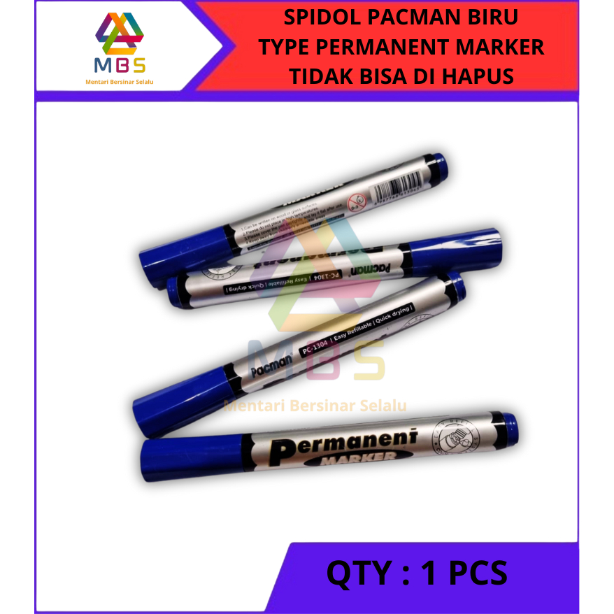 

HARGA 1 PCS SPIDOL PACMAN BIRU PERMANENT MARKER TIDAK BISA DIHAPUS TYPE PC-1304