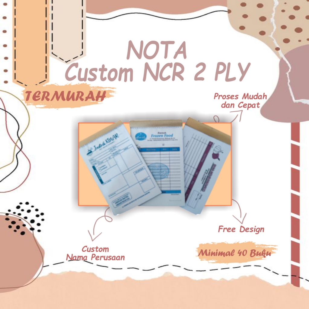 

NOTA Custom NCR 2 PLY isi 100lembar/Buku (@putih50sheet @merah50sheet) 1rim 40 Buku