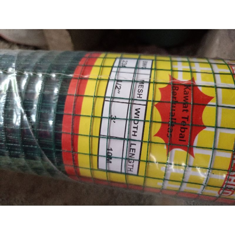Kawat Loket Hijau 1/2 Inch - Lebar 90cm x Panjang 8 Meter - Ram Kandang Tebal & Awet