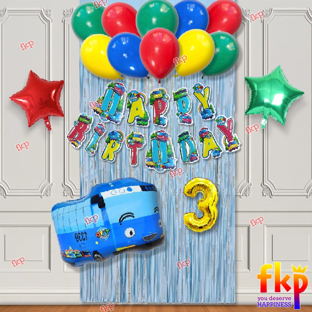 Fun Kids Party Set Dekorasi Ultah tema Tayo / Little bus Tayo / Ulang Tahun Tema Tayo / Bis kecil