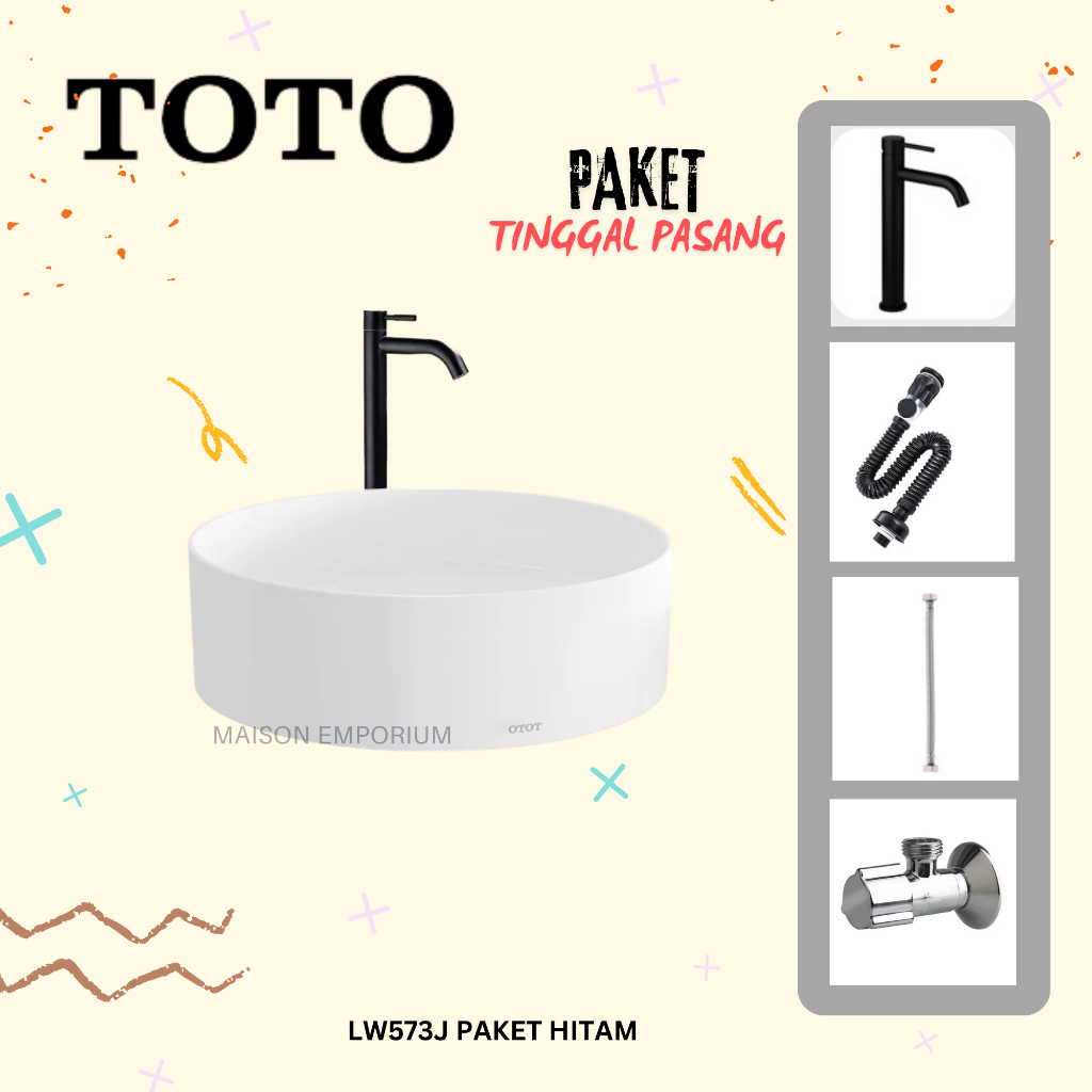 PAKET WASTAFEL TOTO LW573J SILVER / SET WASHTAFEL TINGGAL PASANG LW 573