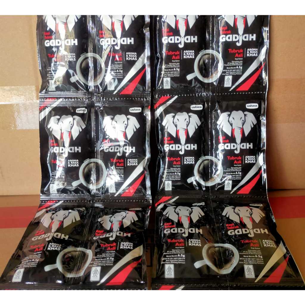 

KOPI GAJAH TUBRUK 1 RENCENG (6 gr x 20 sachet) TERMURAH ( kemasan BARU )