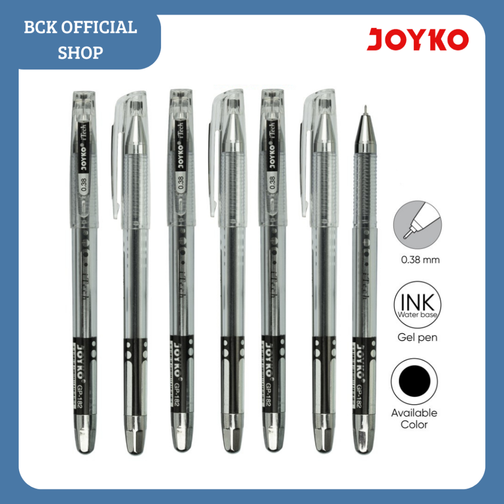 

Gel Pen GP-182 I-Tech Joyko / Pulpen Gel 0.38 mm - Hitam (PCS)