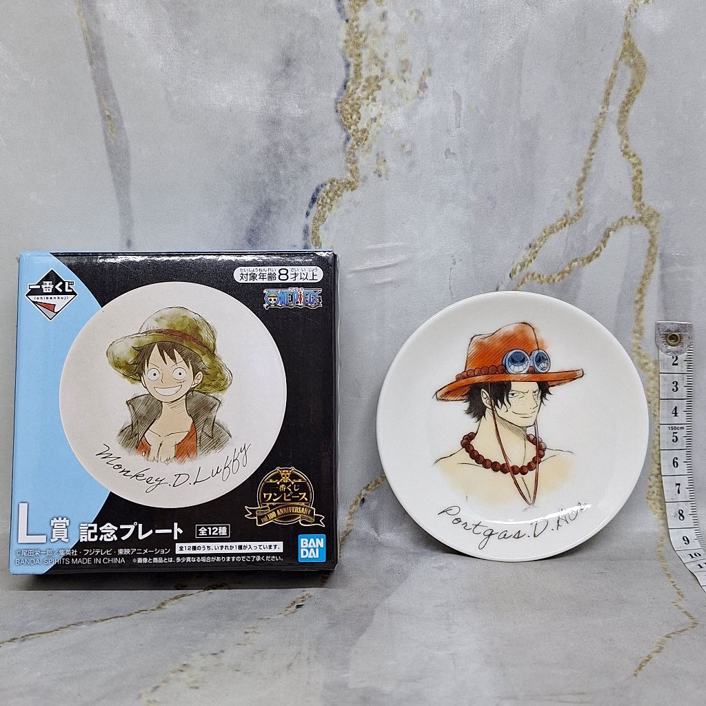 One Piece 100 Anniversary Portgas D Ace Piring Ceramic Ichiban Kuji L Prize 10 cm Plate Keramik
