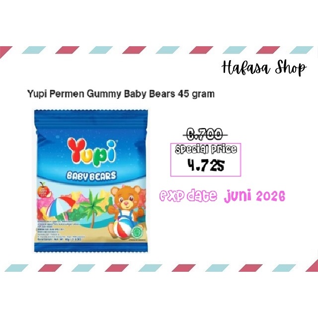 

Yupi Permen Gummy Baby Bears 45 gram