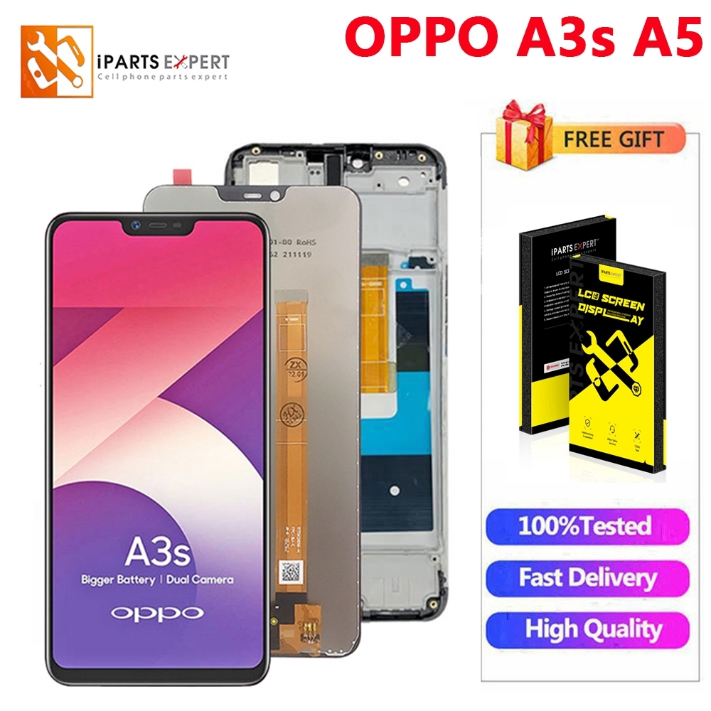 IPARTSEXPERT LCD Asli untuk OPPO A3S A12e A5 CPH1803 CPH1853 Layar LCD Rakitan Digitizer Sensor Pane