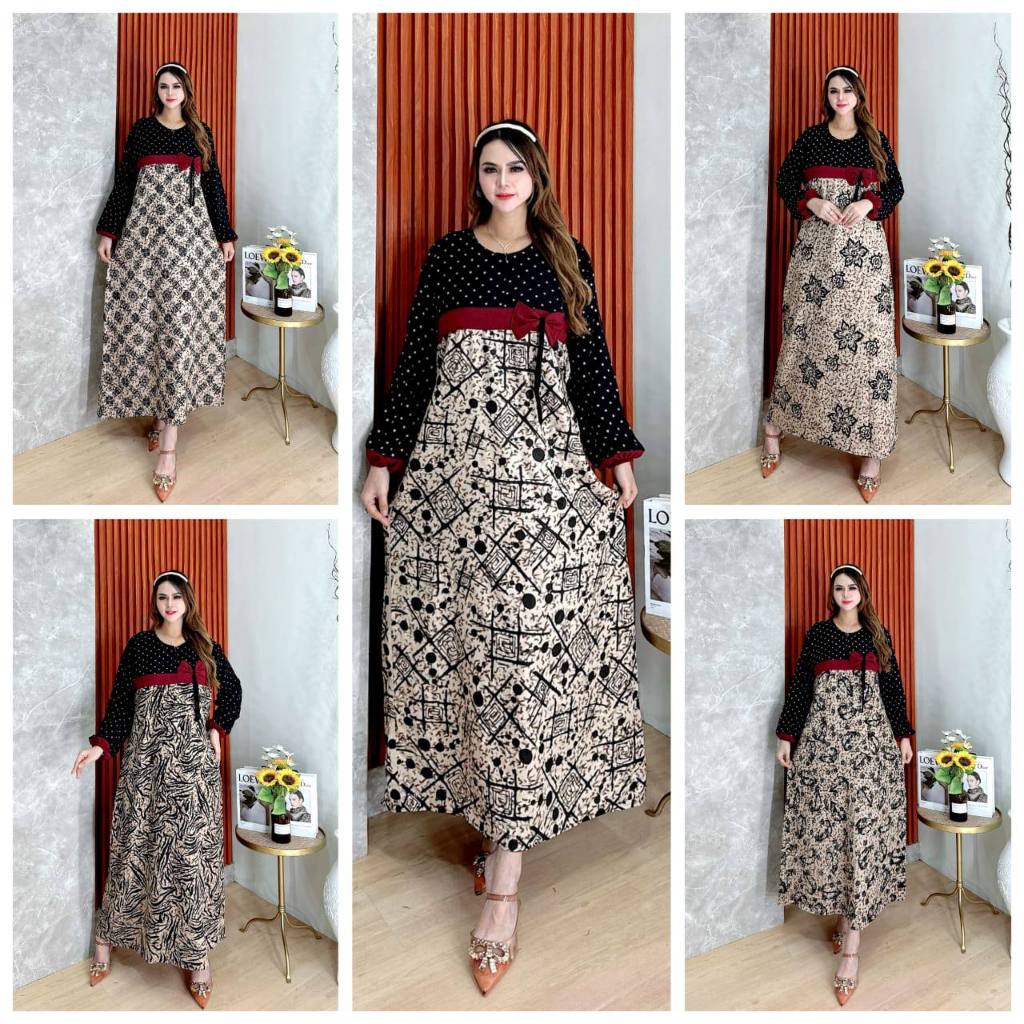 Longdress Model Terbaru Lengan Panjang Fashion Wanita Dress Casual Daster Daster Kekinian
