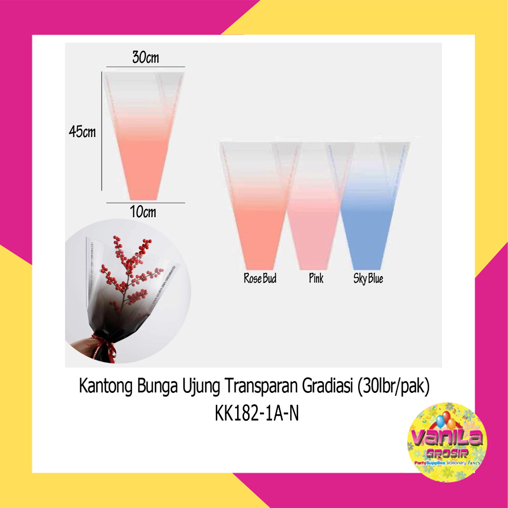 

(30Lembar) Kantong Plastik Bunga, plastik flower, kantong bunga ujung transparan gradiasi