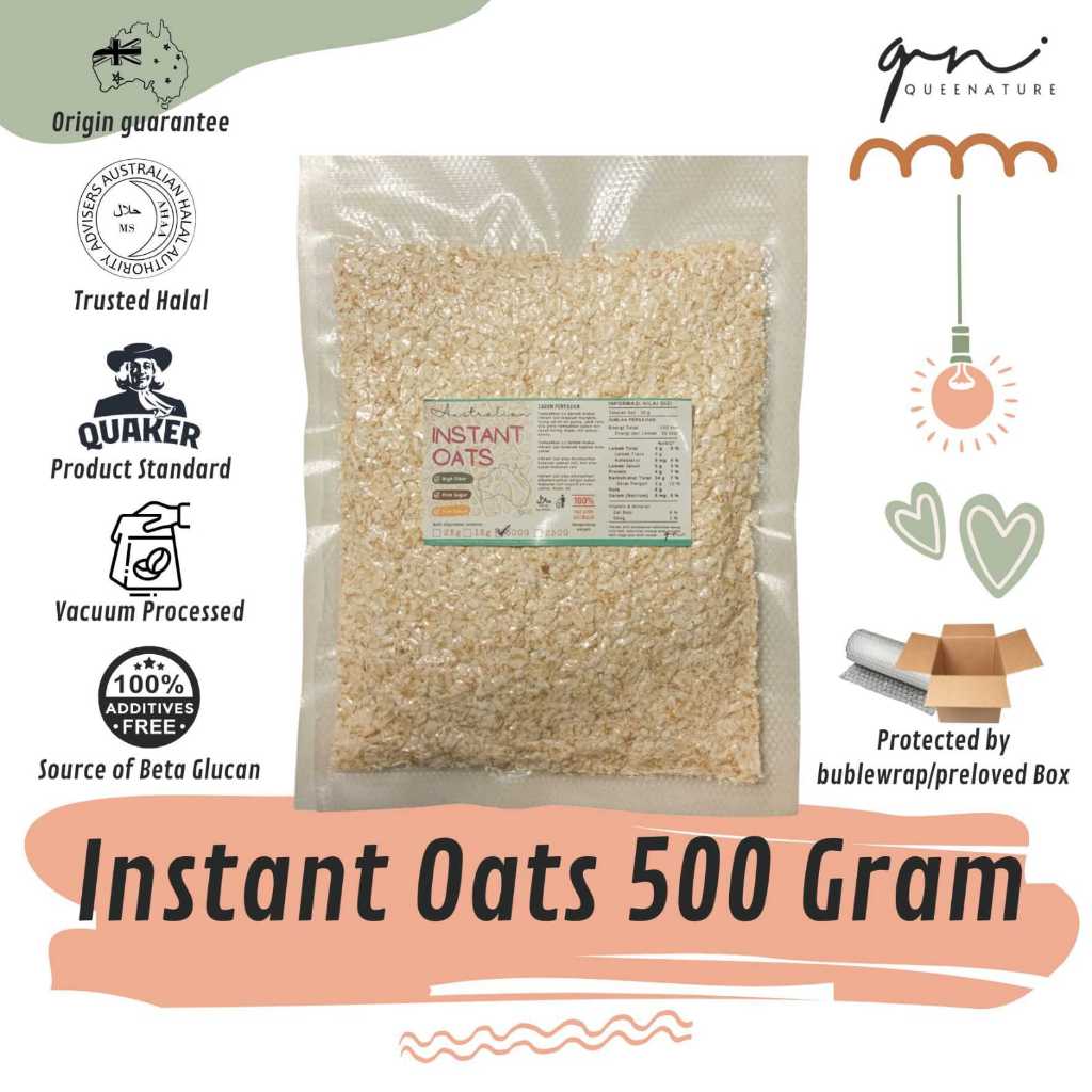 

Australian Instant Oats/ Oat Instan / Menir Gandum Kasar 500G Queenature