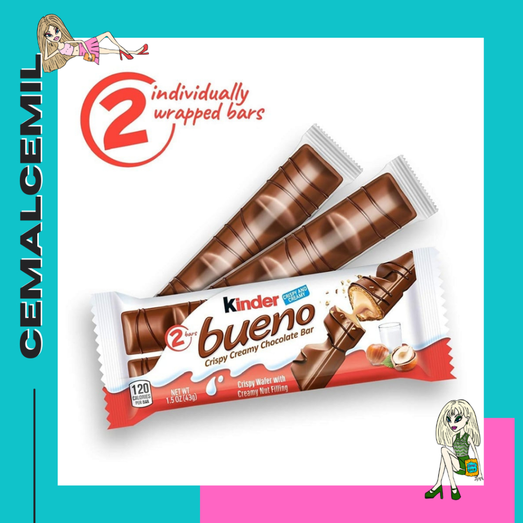 

Kinder Bueno Wafer Chocolate 43gr - TWINPACK FREE ONGKIR